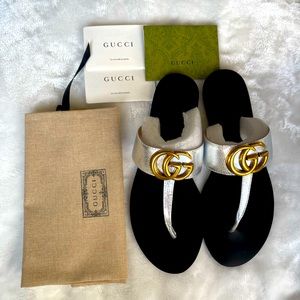 Gucci Sandals | Silver| 40 | Brand New With Box